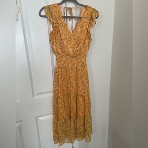 Sienna Sky Orange Floral Midi Dress